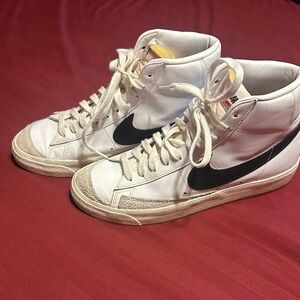 Nike White and Black High-Top Sneakers